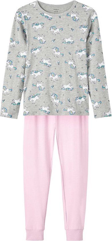 NAME IT NKFNIGHTSET GREY MELANGE UNICORN NOOS Girls' Night Set - Size 146/152