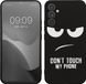 kwmobile hoesje geschikt voor Samsung Galaxy A34 5G - Hoesje voor smartphone in wit / zwart - Backcover van TPU - Don't Touch My Phone design