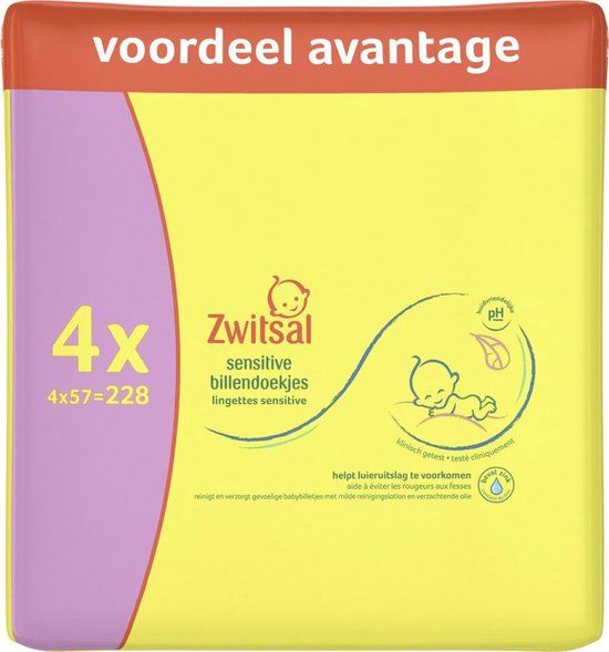Zwitsal Sensitive Billendoekjes - 4 x 57 stuks