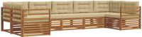 vidaXL - Buiten - bank - set - 7 - st - Natuurlijk - en - Beige - Massief - Acacia - Hout