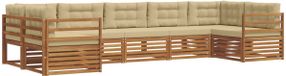 vidaXL - Salon d'extérieur - 7 pièces - Naturel et Beige - Bois d'acacia massif
