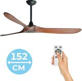 Goedewaere Plafondventilator 'Nordic Wood' - Groot - Bruin - Met Afstandsbediening - Fluisterstil - Timer - 152cm