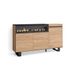 Skraut Home Dressoir, Opbergkast, Buffetkast, Sideboard 150x87x35cm 3 Deuren Elektrische haard Industrieel design Moderne stijl Eiken/Zwart