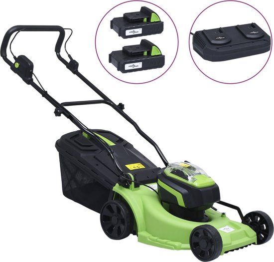 vidaXL Accugrasmaaier - 2 accu's - 20 V - 2000 mAh - Li-ion