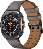 By Qubix - Leren smartwatch bandje - Grijs - Geschikt voor Samsung Galaxy Watch Ultra / Ultra 2 - 47mm