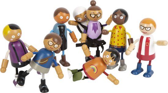 Small Foot - Wooden Bendable Doll Family with Baby, 8 pcs.