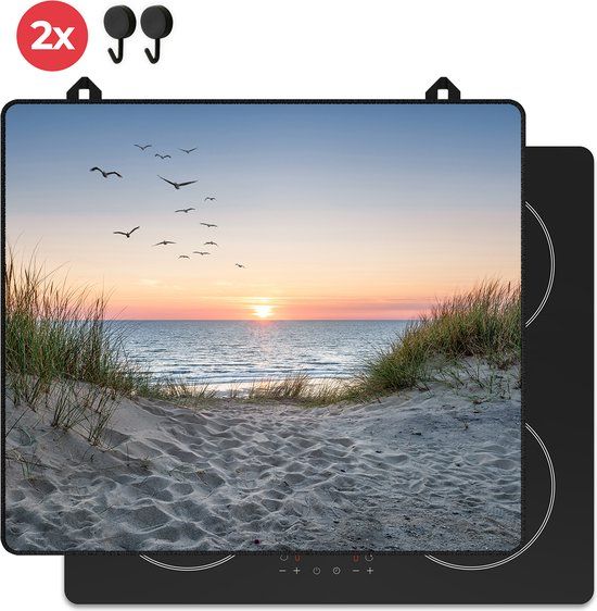 KitchyMist Inductie Beschermer Strand en Duinen - 60x52 cm - Afdekplaat voor Kookplaat - Inductie Mat - Keuken Spatscherm
