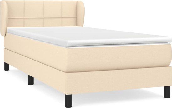 vidaXL Boxspring met matras stof crèmekleurig 80x200 cm