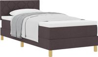 vidaXL Lit à ressorts avec coussin Marron foncé 90 x 190 cm tissu