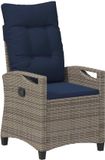 vidaXL Ligstoel Rotan Grijs en Marineblauw