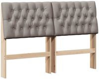 vidaXL - Gestoffeerd hoofdbord - Taupe - 150 cm - Massief grenenhout