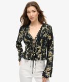 Superdry - Geweven top met plooien en 70s mouwen - Dames - Tops
