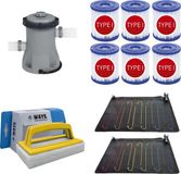 WAYS - Zwembad Onderhoud - 2x Solarmat & Filterpomp 1249 L/h & 6 Filters Type I & WAYS Scrubborstel