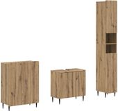 vidaXL 3-delige badkamerkast set ZWOLLE Artisanaal eiken Bewerkt hout