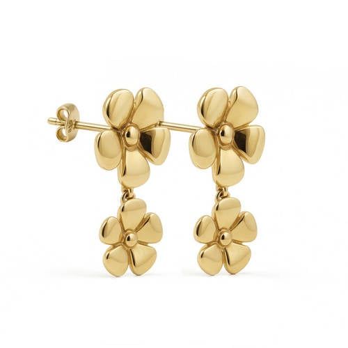 KARMA Jewelry gold plated oorbellen Plain Flower