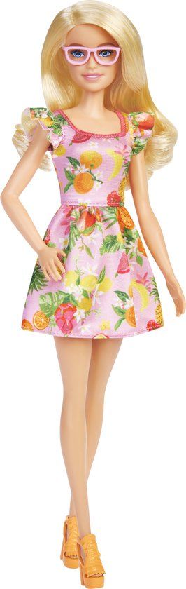 Barbie Fashionistas - Fashionista Pop 5 - Roze fruitjurk - Barbiepop