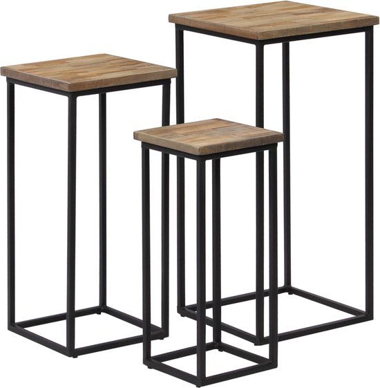 vidaXL Plantentafelset - gerecycled teakhout - 3-delig