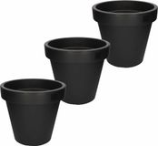 Merkloos Prosperplast Bloempot/plantenpot voor binnen en buiten - 3x - D35 x H31 cm - antraciet grijs - kunststof