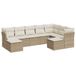 vidaXL 10-delige Loungeset met Kussens, Poly Rattan, Beige