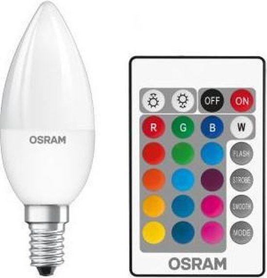 Osram LED kaarslamp E14 4.5-25W/RGBW 250lm inclusief afstandsbediening