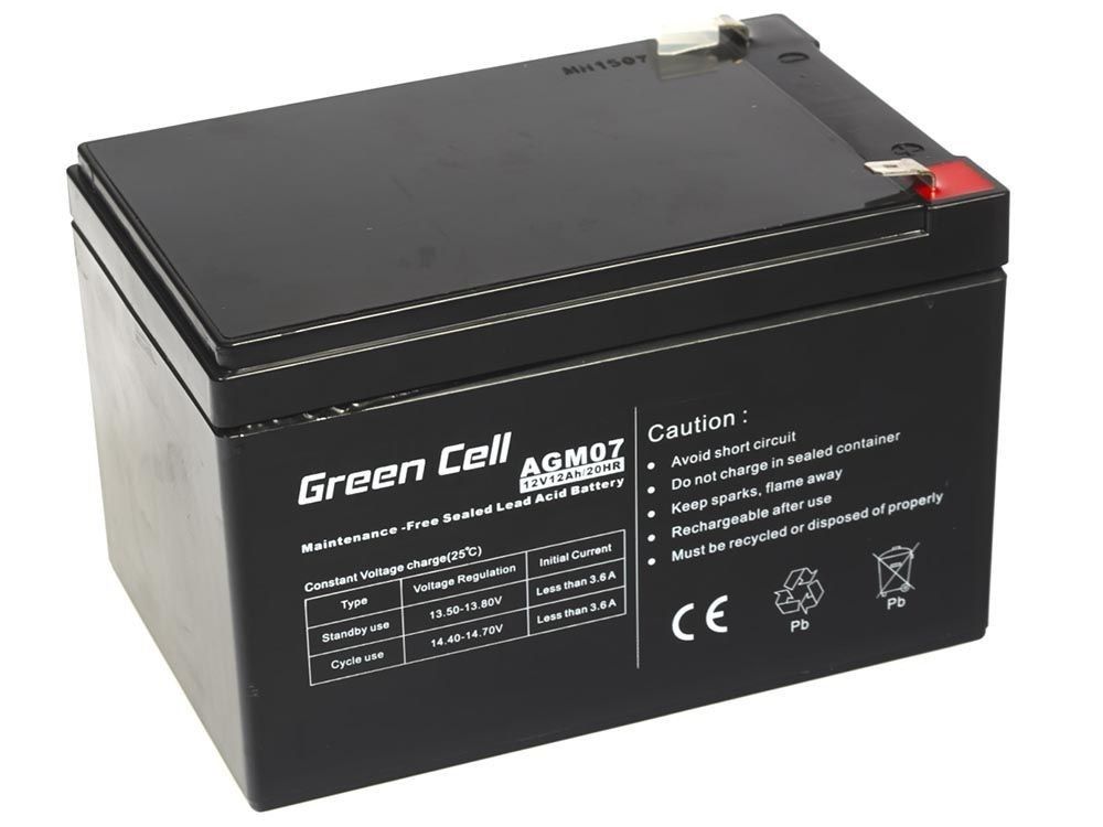 Green Cell 12V 12Ah VRLA AGM accu - 12000mAh - Universeel