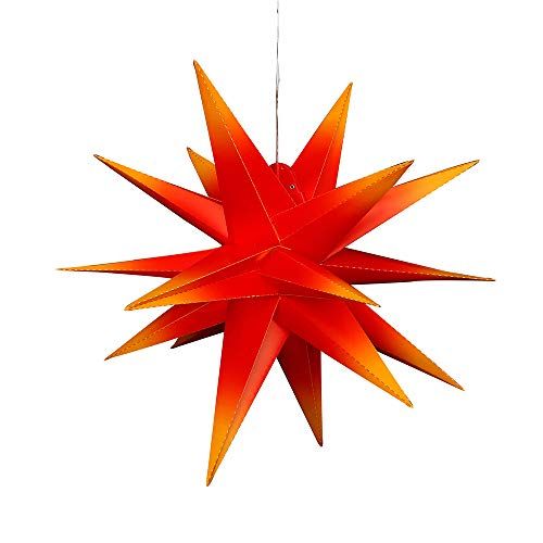 Dekohelden24 Adventster van kunststof Ø 60 cm rood/geel met LED-verlichting