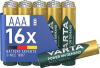 VARTA Batterijen AAA, oplaadbaar, 16 stuks, Power on Demand, 1000 mAh | Ni-MH batterij, Formaat HR03 1,2 V, voorgeladen, direct klaar voor gebruik, geen memory-effect, voor computeraccessoires