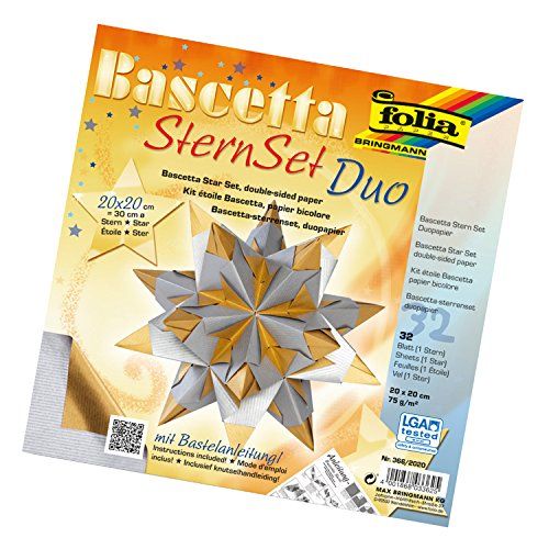 Folia Bringmann Bascetta Ster Set - Zilver/Goud - 20 x 20 cm / Diameter 30 cm