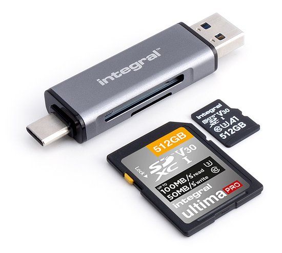 Integral USB 3.2 Gen 1 Kaartlezer USB 3.0 SD MicroSD Reader Adapter