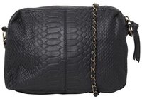 Pieces Naina Leather Cross Over Bag - Black - Crocodile Print
