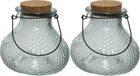 Decoris Wespenval ijsblauw glas - 2x - met hengsel - D14 x H13 cm