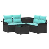 vidaXL - Bankstel - 6-delig - 4 zitplaatsen - Zwart en Blauw