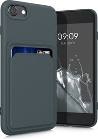 kwmobile telefoonhoesje geschikt voor Apple iPhone SE (2022) / SE (2020) / 8 / 7 - Hoesje met pasjeshouder - TPU case in leisteen