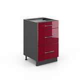 Vicco Fame-Line Keukenonderkast – 50 cm zonder werkblad Bordeauxrode hoogglans