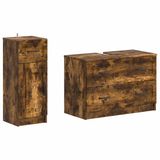 vidaXL - 2-delige - Badkamerkast - Set - UTRECHT - Gerookt - eiken - Bewerkt - hout