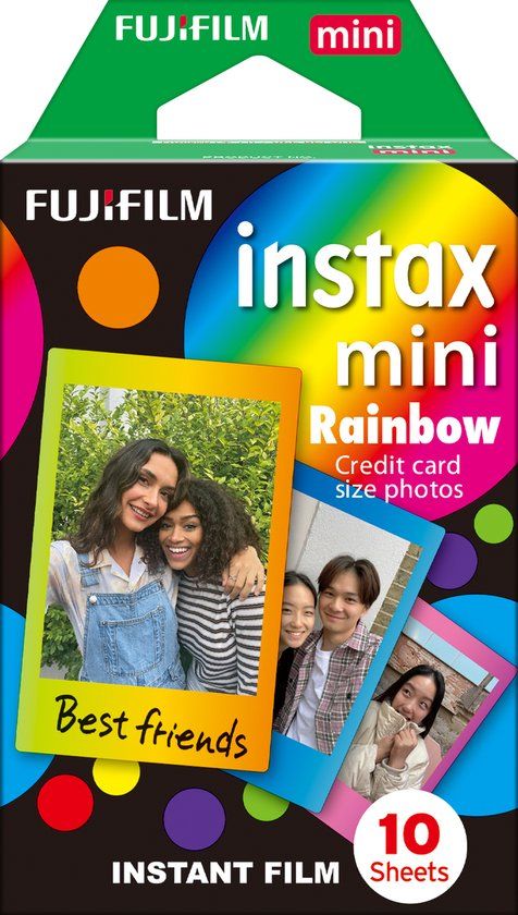 Fujifilm Instax Mini Film - Rainbow - 10 Sheets - Compatible with Instax Mini Cameras
