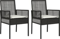 vidaXL Tuinstoel Zwart Poly Rattan Inclusief Kussens 2 stuks