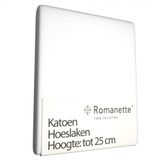 Romanette Hoeslaken Wit (Katoen) - 180 x 220 cm
