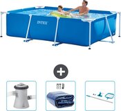Intex Rechthoekig Frame Zwembad - 260 x 160 x 65 cm - Blauw - Inclusief Zwembadfilterpomp, Solarzeil & Schoonmaakset