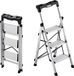 Merkloos Latios Opvouwbare Trapladder Huishoudtrap - 3 Treden - Antislip Treden - Comfortabele Handgreep - Draagvermogen 150 kg - Aluminium