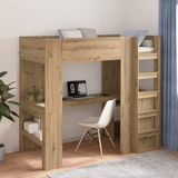 vidaXL Stapelbedframe met Bureau Artisan Eiken 90 x 200 cm