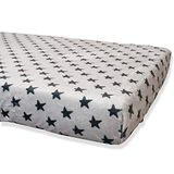 Babyline BACOESNE70 Hoeslaken voor de winter, zeer zacht, ademend en hypoallergeen, rubberen hoeken, verstelbaar (zwarte sterren, kinderbed 70 x 140 cm), uniseks