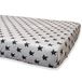 Babyline BACOESNE70 Hoeslaken voor de winter, zeer zacht, ademend en hypoallergeen, rubberen hoeken, verstelbaar (zwarte sterren, kinderbed 70 x 140 cm), uniseks