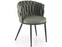 Chaise design en tissu polyester vert olive avec structure en acier