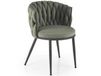 Chaise design en tissu polyester vert olive avec structure en acier