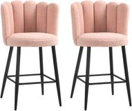 HOMCOM barkruk - Krullend wollen effect stof (100% polyester) - 53x52x93cm - Roze