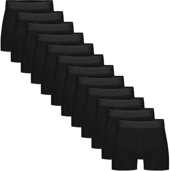 Bamboo Basics Heren Bamboe Boxershorts Rico (12-pack) - Zwart Ton Sur Ton - Maat XXL