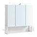 VASAGLE Armoire de salle de bain avec éclairage LED, prise, 70 x 16,3 x 70 cm | Armoire miroir, armoire murale, panier suspendu, support de sèche-cheveux, pour salle de bain, blanc nuage et gris pigeon, collection DACEY BBK124W14