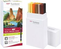 Tombow ABT Dual Brush tekenpennen - Brushpennen - Natuur kleuren - Set van 18 stuks