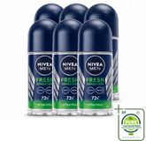 NIVEA MEN 6 x Déodorant Roll-on Fresh Sensation - 50 ml